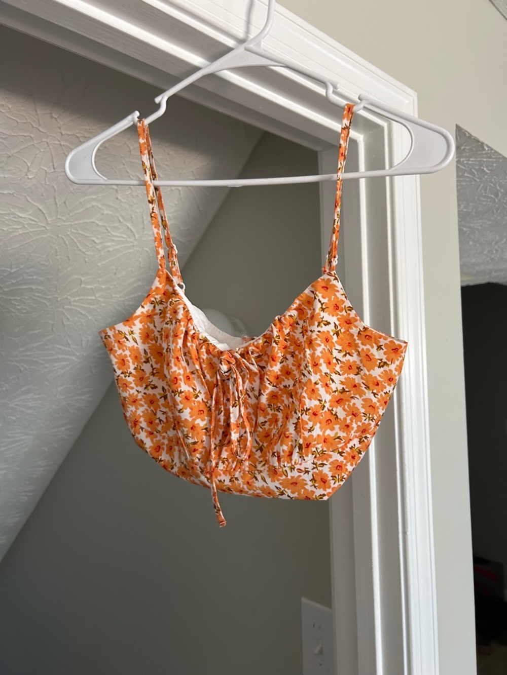 Floral Orange Tie-Front Cami Top - Women